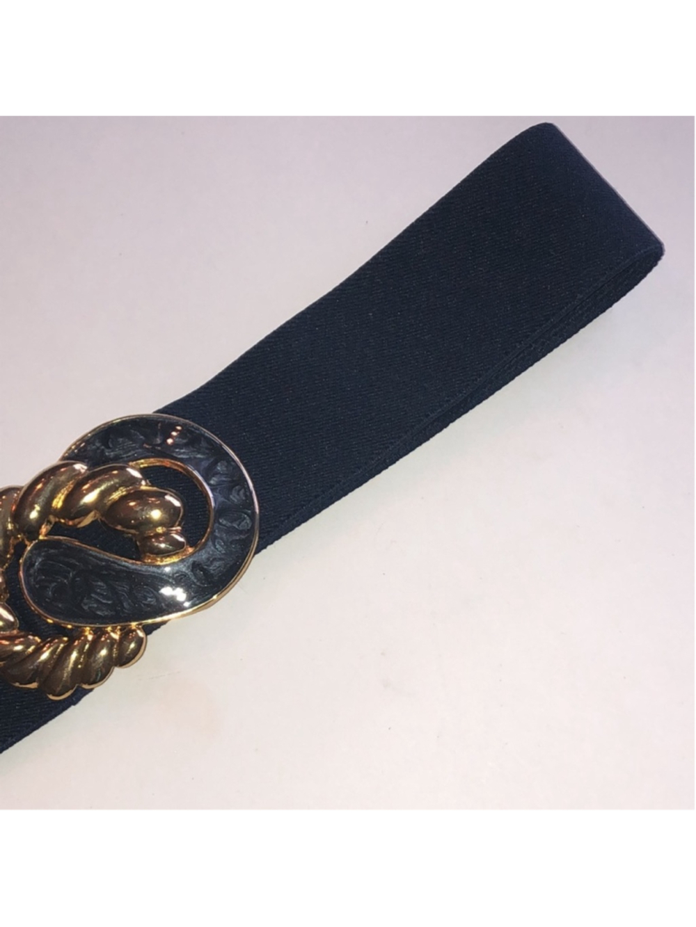 Day Lor Vintage Gold and Dark Blue Decorative Elastic Waist Belt - Picture 3 of 7